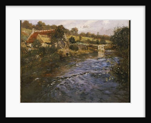River Landscape with a Washerwoman by Fritz Thaulow