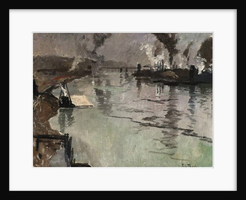 Smokestacks along the River by Fritz Thaulow
