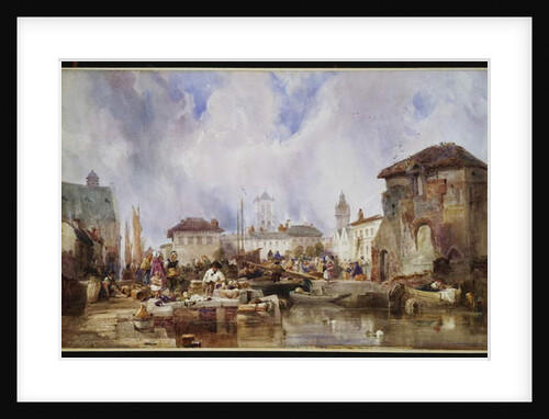 The Market on the Quay, Bruges by Samuel Austin