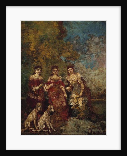 Three Women in the Park by Adolphe Joseph Thomas Monticelli