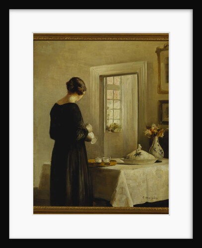 An Interior with a Woman at a Table by Carl Holsoe