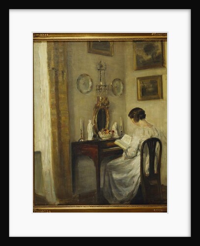 An Interior with a Girl Reading at a Desk by Carl Holsoe