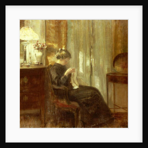 A Woman Sewing in an Interior by Carl Holsoe