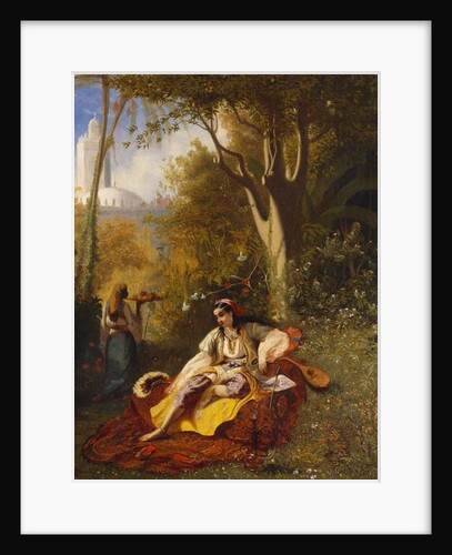 An Algerian Woman and her Servant in a Garden, 1844 by Charles Theodore Frere