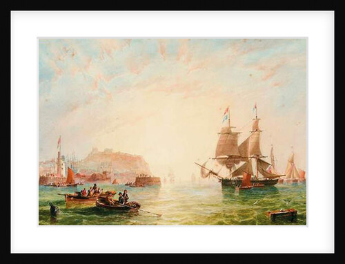A trading brig and other vessels off the entrance to Scarborough by John Wilson Carmichael