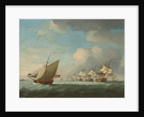 A squadron of the Red beating its way up the Channel with an Admiralty yacht inshore by Francis Swaine