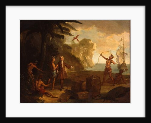 America - A European merchant negotiating with Native Americans for a barrel of tobacco and other goods, 1724 by Jean-Baptiste Oudry