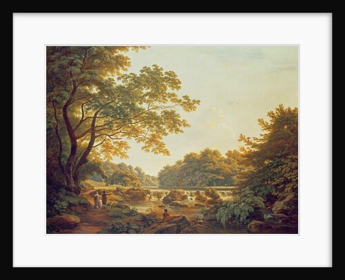 Figures by a weir on the River Clodiagh at Charleville Forest, County Offaly, 1801 by William Ashford