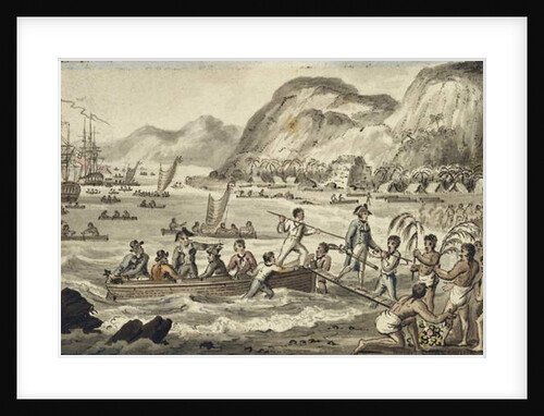 Captain Cook Landing in Owyhee by Isaac Robert Cruikshank