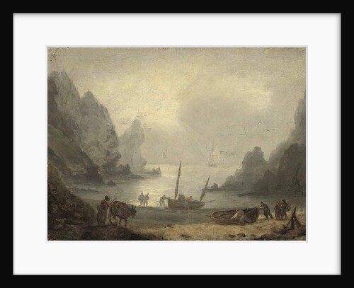 A Devonshire inlet with fishermen unloading their catch onto the foreshore, c.1804 by Thomas Luny