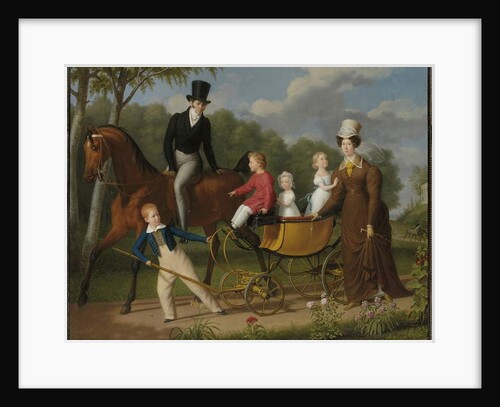 Portrait of a gentleman, said to be the Russian architect Voronikhin in the gounds of the Pavlovsk Palace, with his wife and children by Anthelme Francois Lagrenee