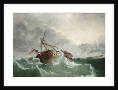 The Loss of the French Droits de L'Homme, on 14.1.1798 off Ushant after an Attempt to Land Troops at Bantry Bay, Ireland, c.1850-60 by Family Tudgay