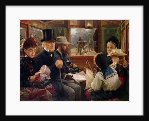 An Omnibus Ride to Piccadilly Circus, Mr Gladstone Travelling with Ordinary Passengers, 1885 by Alfred Morgan