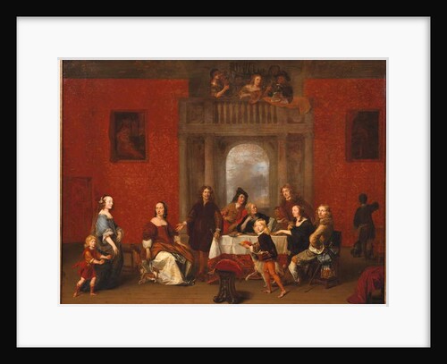 Group portrait of a family in an elegant interior by Gerrit Pietersz. van Zijl