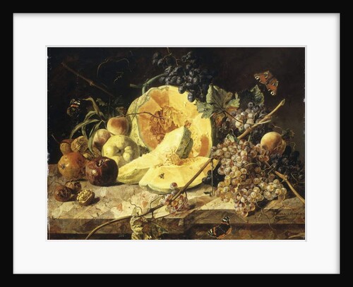 A Still Life with fruit, nuts and insects, 1835 by Leopold Zinnogger