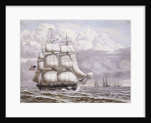 An American Frigate under Sail, with other shipping, 1832 by Lauritz Rasmus Lyngbye