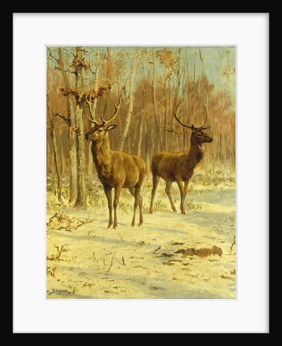 Two Stags in a Clearing in Winter by Rosa Bonheur