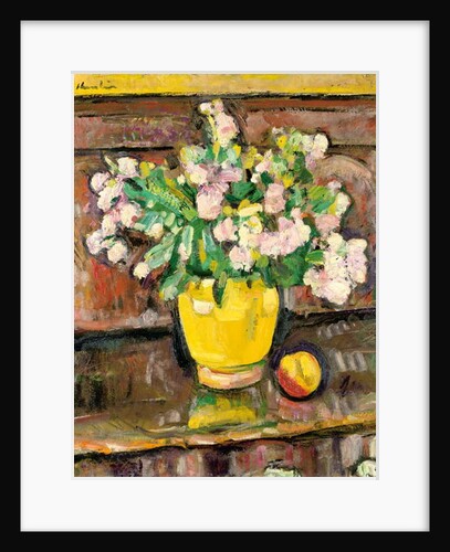 Still life with flowers in a yellow vase by George Leslie Hunter