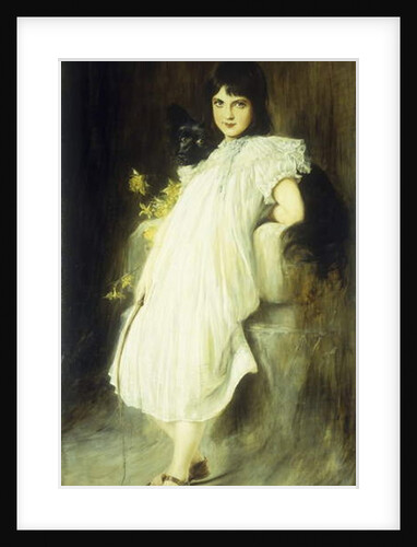 Portrait of a Young Girl with her Dog, 1908 by Joszi Arpad Koppay