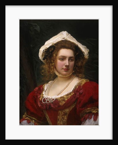 Portrait of an Elegant Lady in a Red Velvet Dress by Gustave Jacquet