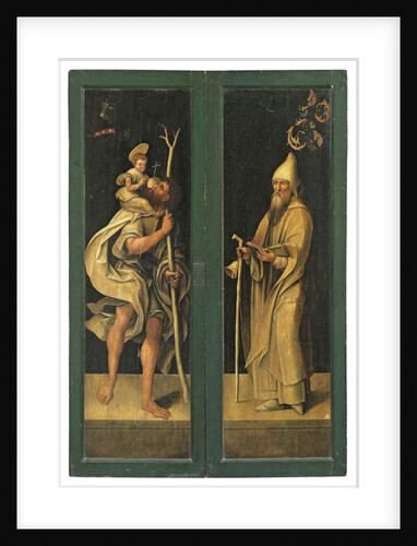 St. Christopher carrying the Christ child and St. Anthony Abbot, outer faces of an altarpiece by Jacob Claesz. von Utrecht