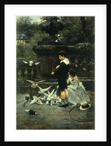 Feeding the Pigeons, 1887 by Eugene Joors