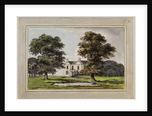 Illustration from 'Red Books', for 'Mogenhanger in Bedfordshire, a Seat of Godfrey Thornton Esq.', 1792 by Humphry Repton
