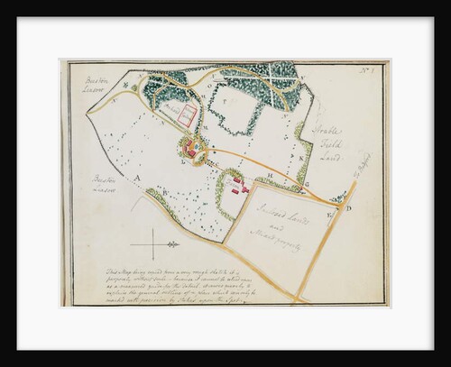 Map from 'Red Books', for 'Mogenhanger in Bedfordshire, a Seat of Godfrey Thornton Esq.', 1792 by Humphry Repton
