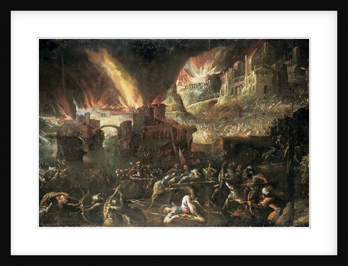 Aeneas Rescuing his Father from Burning Troy by Gillis van Valckenborch