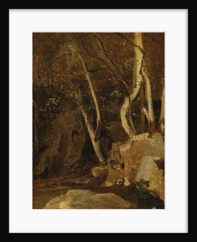 At Civita Castellana, Wooded Rocks, 1825-28 by Jean Baptiste Camille Corot