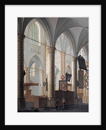 The interior of the Grote Kerk in Dordrecht, with figures conversing and children playing by Daniel de Blieck