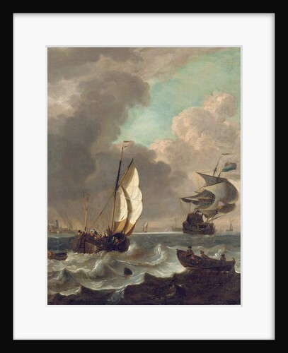 Shipping in a stiff breeze off Dordrecht by Hendrick (circle of) Rietschoof