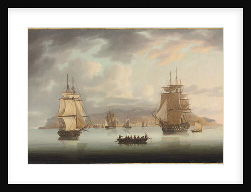 Funchal Roadstead, H.M.S. Blenheim with Greyhound and Harrier Outward Bound, 1805 by Thomas Butterworth