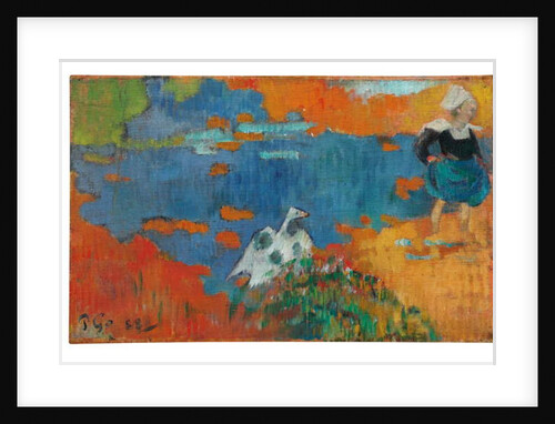 Breton girl and a goose at the water's edge, 1888 by Paul Gauguin