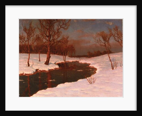 Sunset on a Snowy River Landscape by Ivan Fedorovich Choultse