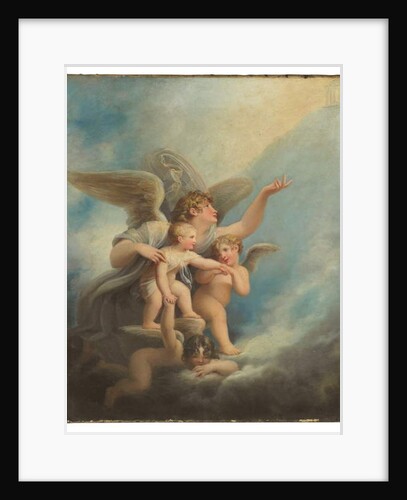 An angel and putti accompanying a child's soul to heaven by Maria Hadfield Cosway