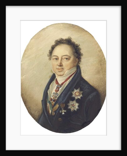 Count Dmitry Pavlovich Tatishchev, facing left in blue coat, white waistcoat and stock, 1826 by Giovanni Domenico Bossi