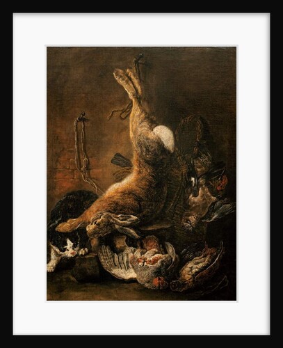 A hare, pigeons and other game with a cat by Jan Fyt