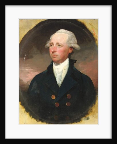 Portrait of Sir Thomas George Skipwith, half-length, in a blue coat, feigned oval by Gilbert Stuart
