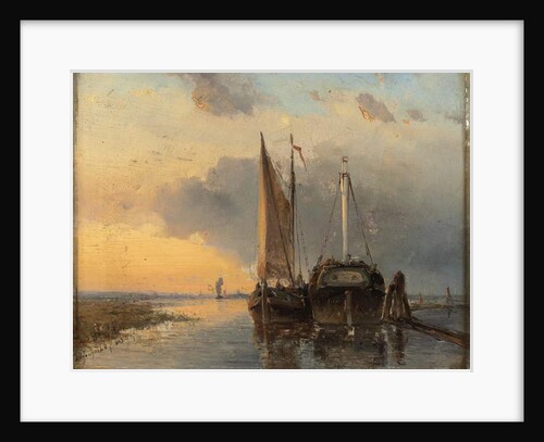 Harbour on a Dutch river, 1843 by Johan-Barthold Jongkind