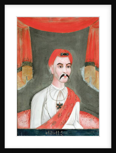 Reverse glass painting of an Indian noble by Asian School