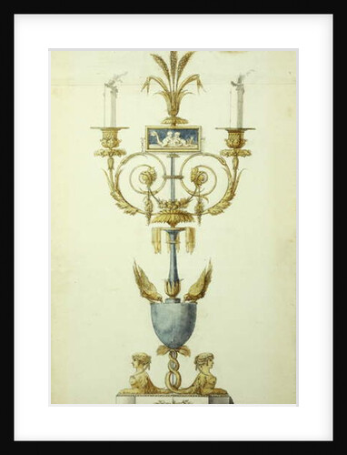Design for a Gilt Bronze and Enamel Candelabrum by Jean Louis the Younger Prieur