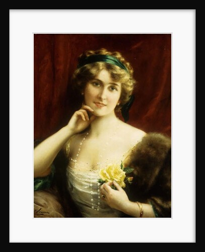 An Elegant Lady with a Yellow Rose by Emile Vernon