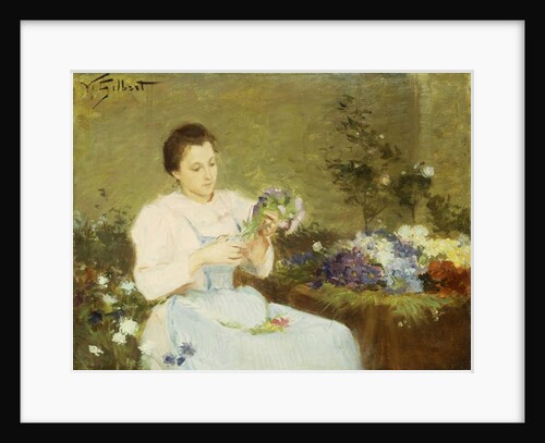 Arranging flowers for a spring bouquet by Victor Gabriel Gilbert