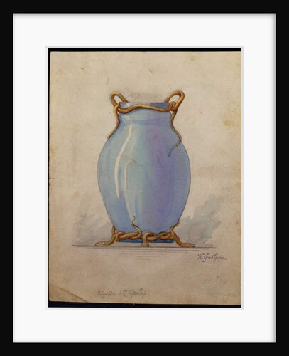 Design for an oviform blue vase, House of Carl Faberge by School European