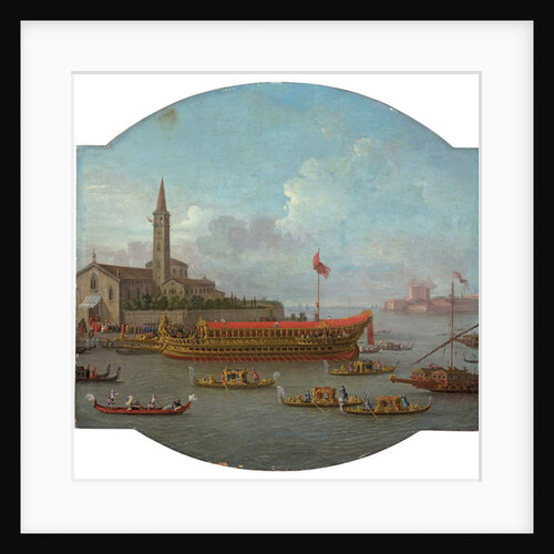 View of the Bucintoro anchored in front of San Nicolo al Lido, Venice, for the ceremony of the Sposalizio del Mare by Antonio Joli