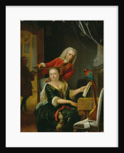 Portrait of a gentleman and his wife making music in an interior by Philip van Dijk