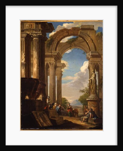 Capricci of Roman ruins with figures by Giovanni Paolo (circle of) Pannini or Panini
