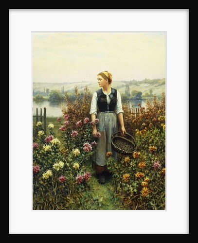 Girl with a Basket in a Garden, by Daniel Ridgway Knight