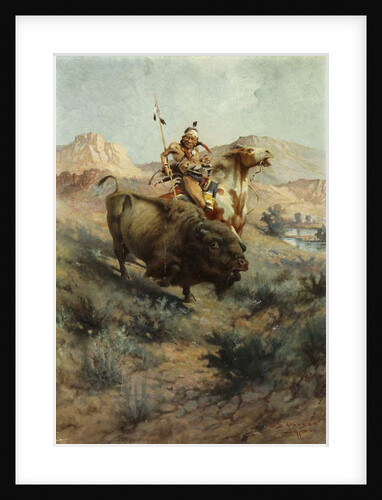 Indian and Buffalo, 1891 by Edgar Samuel Paxson